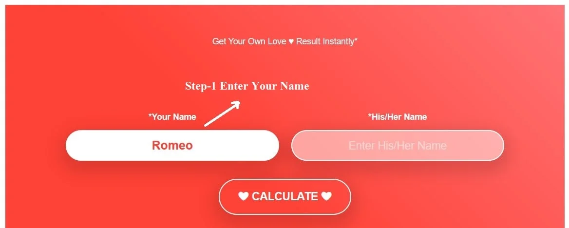 Step1 - Come utilizzare Love Calculator